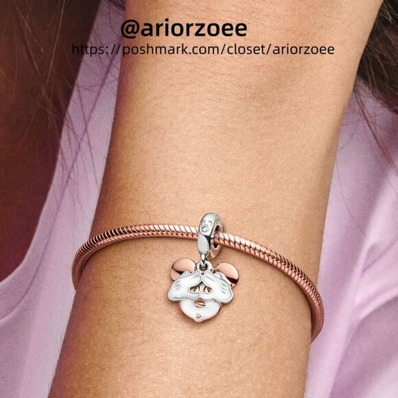 Pandora Disney Mickey Mouse Double Dangle Charm|Pendant|Two-tone - Picture 2 of 2